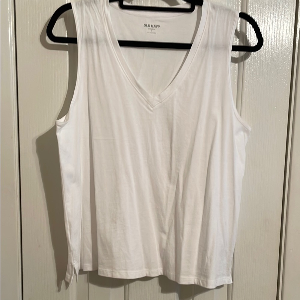 Old Navy White Ribbed Sleeveless Tank Top